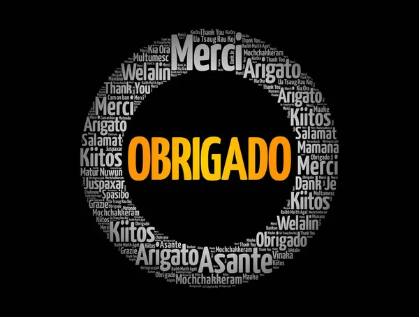 Obrigado Σας Ευχαριστώ Στα Πορτογαλικά Word Cloud Διαφορετικές Γλώσσες — Διανυσματικό Αρχείο