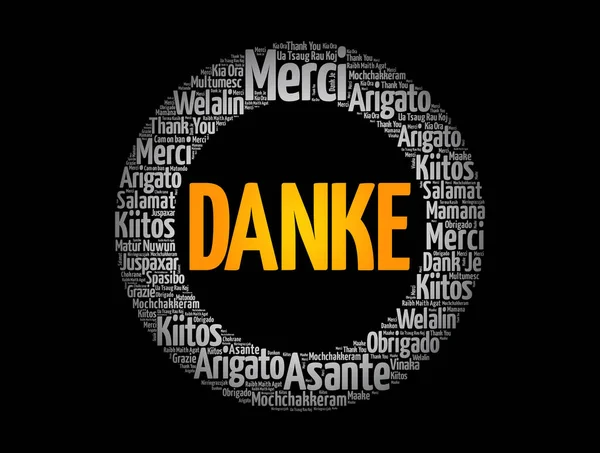 Danke Thank You German Word Cloud Background Different Languages — Stock Vector