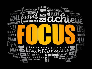 FOCUS kelime bulut kolajı, iş konsepti geçmişi