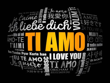 Ti amo (ı Love You İtalyanca) dünyanın, kelime bulutu arka plan farklı dillerde