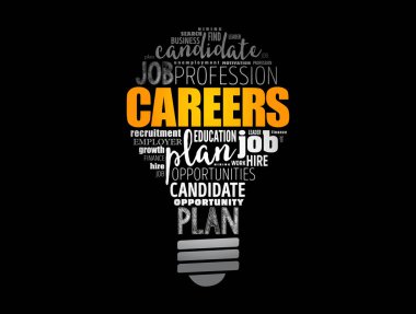 CAREERS kelime bulut ışığı ampul, iş konsepti arka plan