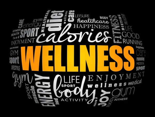 Wellness Word Cloud Collage Health Concept Background — Stock Vector