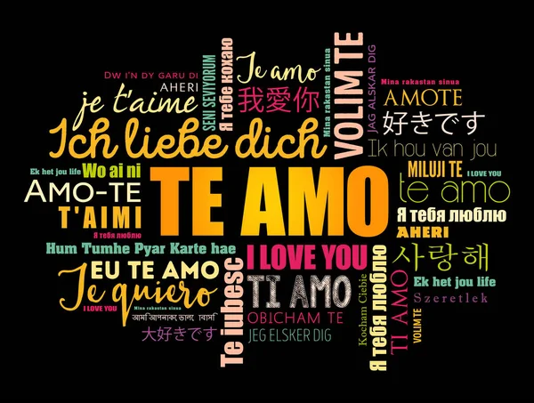 Amo Love You Spanish Nuvem Palavras Diferentes Idiomas Mundo — Vetor de Stock