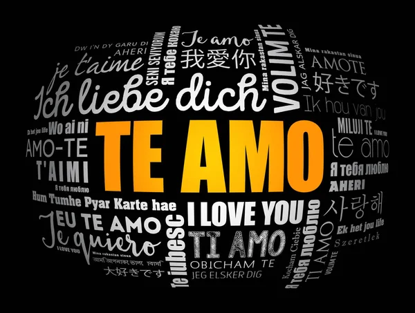 Amo 我爱你西班牙语 世界上不同语言中的云 — 图库矢量图片