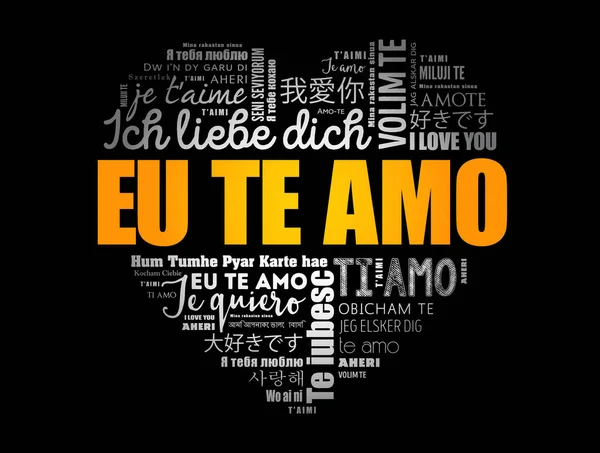 Amo Love You Português Amo Nuvem Palavras Coração Diferentes Idiomas —  Vetores de Stock