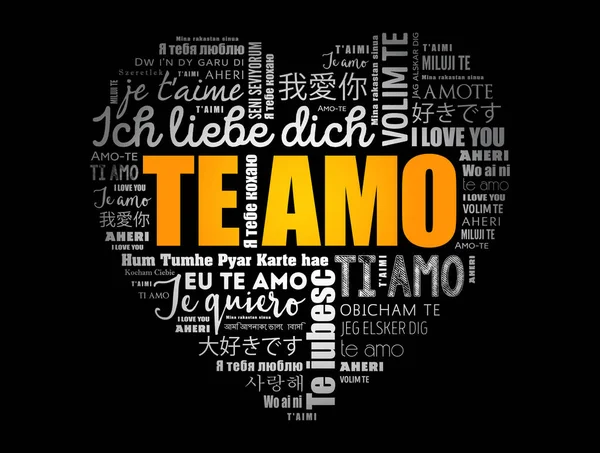 Amo Love You Spanish Love Heart Word Cloud Diferentes Idiomas —  Vetores de Stock