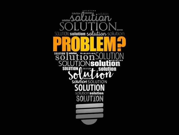 Problem Solution Light Bulb Word Cloud Collage Business Concept Background — Stock Vector