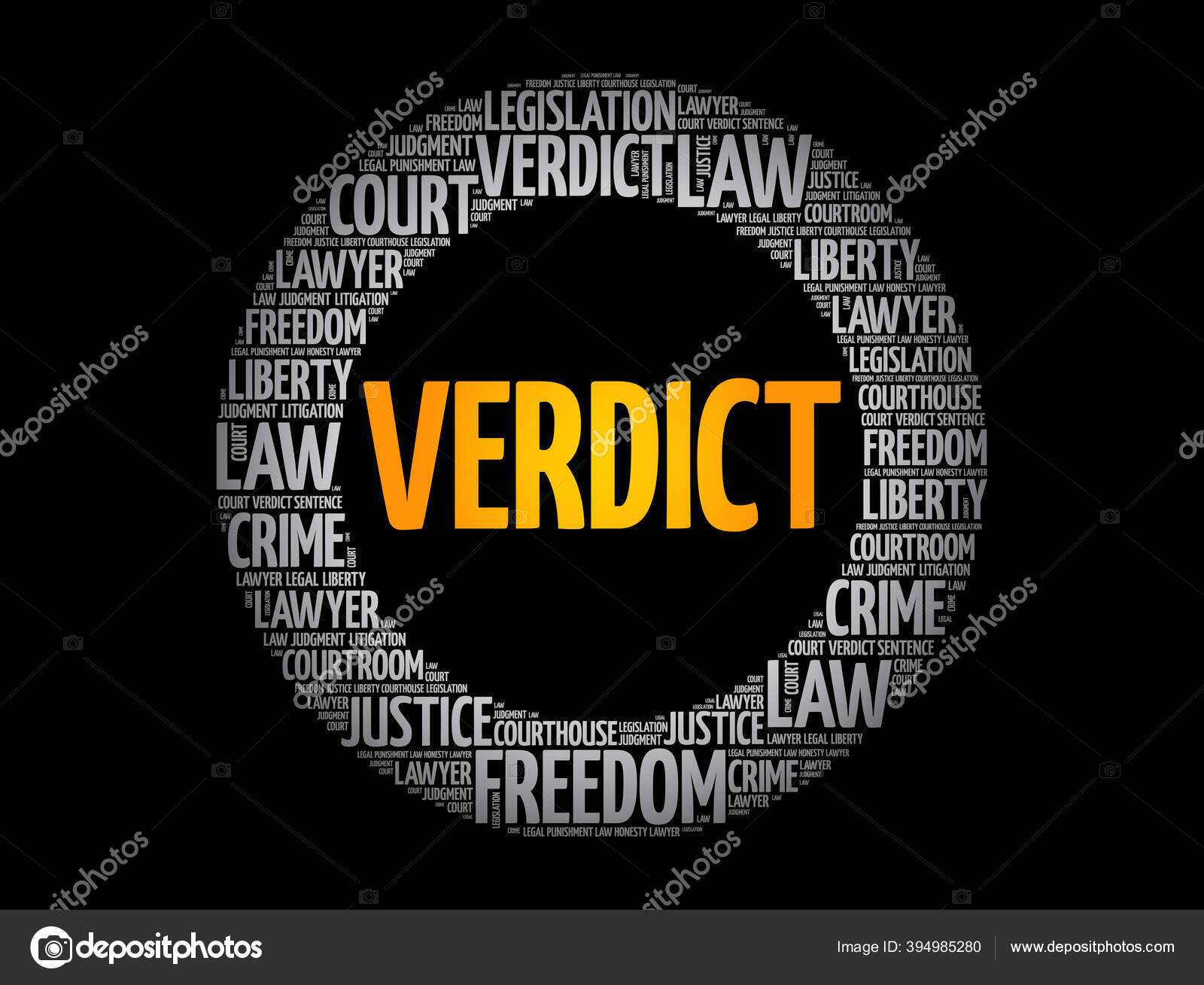 Verdict Circle Word Cloud Collage Law Concept Background Stock Vector