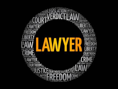 Avukat çemberi kelime bulutu, hukuk konsepti geçmişi