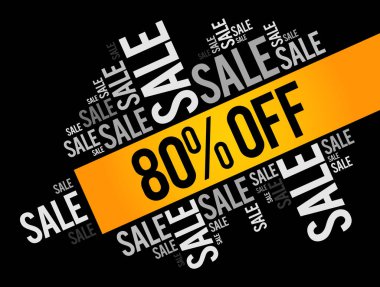 % 80 indirimli kelime bulut kolajı, iş konsepti geçmişi