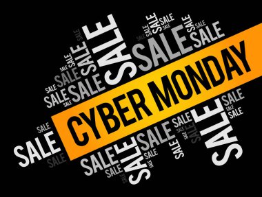 Siber Pazartesi kelime bulut kolajı, iş konsepti geçmişi