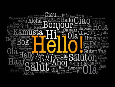 Merhaba kelime bulut dünyanın farklı dillerinde, arka plan konsepti