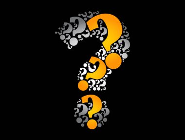 Soru işareti bulutu birçok soru işareti kolaj, iş konsepti arka planından oluştu