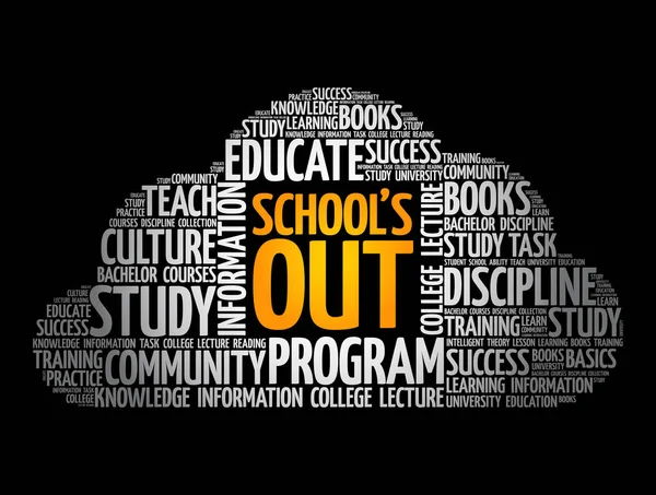 School Out Word Cloud Collage Education Concept Background — Stock Vector