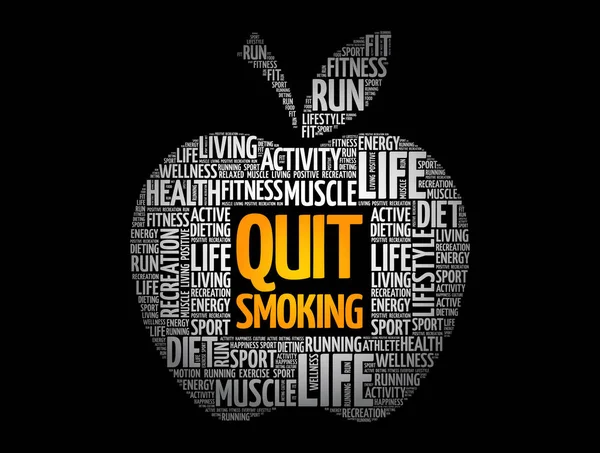 Deixar Fumar Nuvem Palavra Maçã Fundo Conceito Saúde — Vetor de Stock