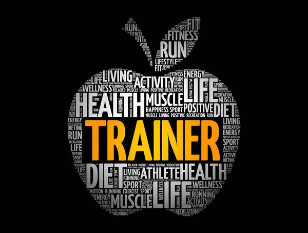 Trainer Apple Word Cloud Health Concepts Backgraund — 스톡 벡터