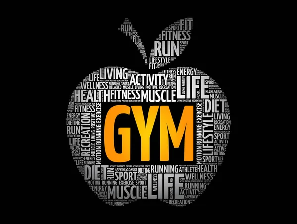 Gym Apple Word Cloud Sport Concept Background — Stock Vector