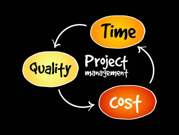 Projektledning Tid Kostnad Kvalitet Sinne Karta Flödesschema Affärsidé För Presentationer — Stock vektor