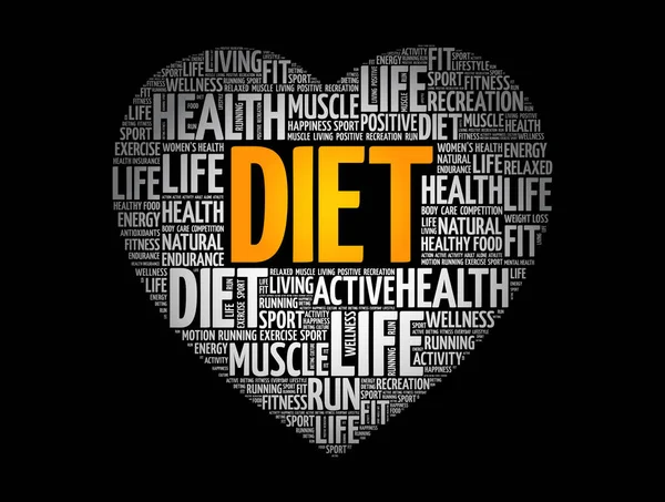 Diet Heart Word Cloud Fitness Sport Santé Concept Background — Image vectorielle