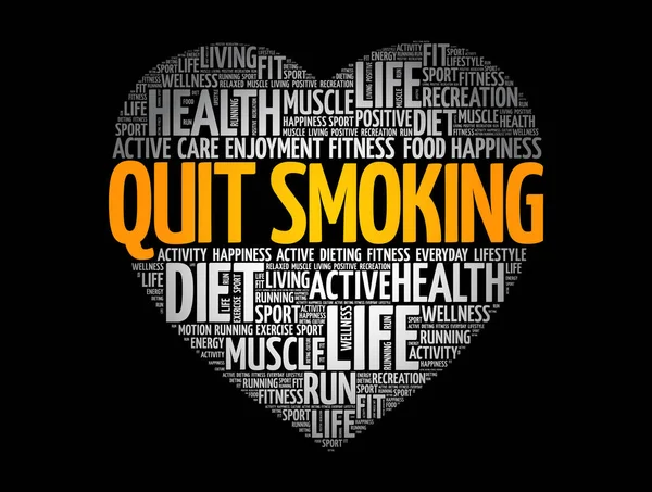 Quit Smoking Heart Word Cloud Health Concept Background — Stock Vector