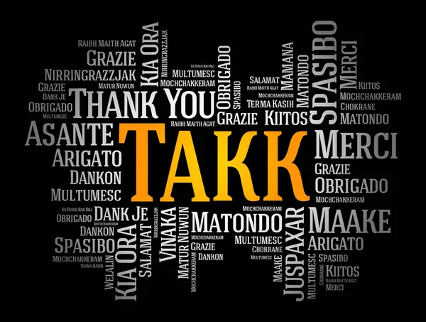 Takk Zlandaca Teşekkür Ederim Farklı Dillerde Kelime Bulutu — Stok Vektör