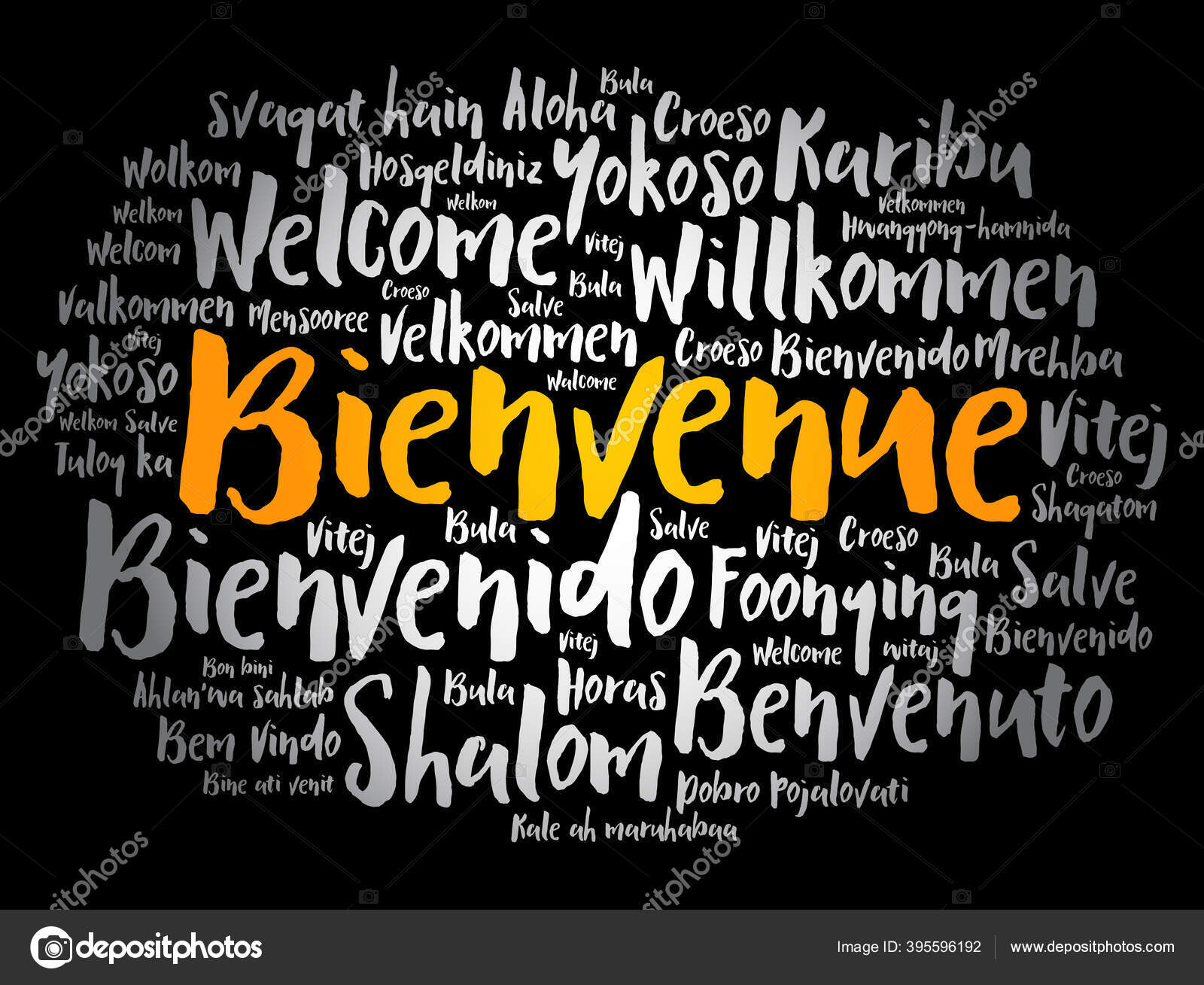 Bienvenue Welcome French Word Cloud Different Languages Stock Vector by  ©dizanna 395596192