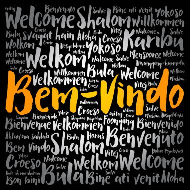 Bem-Vindo (Portekizce Hoşgeldiniz) kelime bulutu farklı dillerde