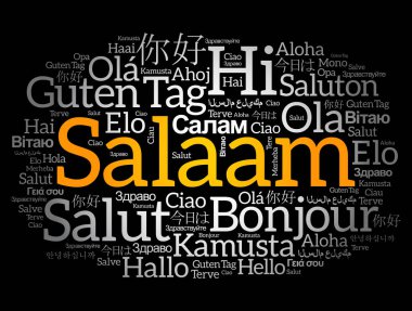 SALAAM (Farsça Merhaba, Farsça) dünyanın farklı dillerinde kelime bulutu