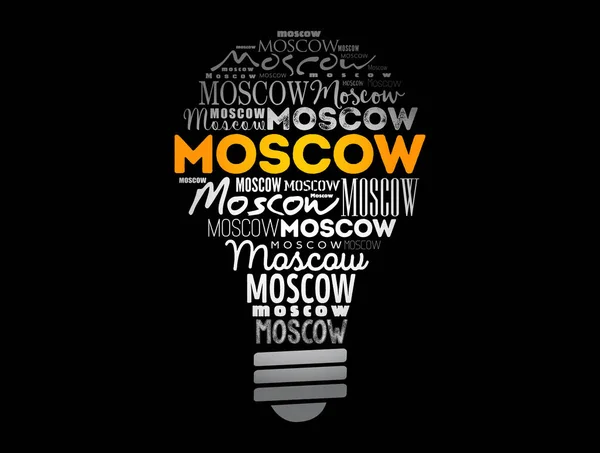 Moscow Light Bulb Word Cloud Travel Concept Background — Stock Vector