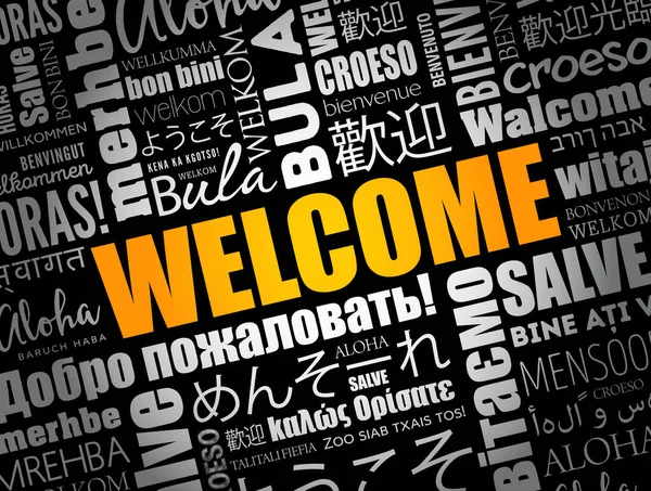 Welcome Word Cloud Different Languages Conceptual Background — Stock Vector