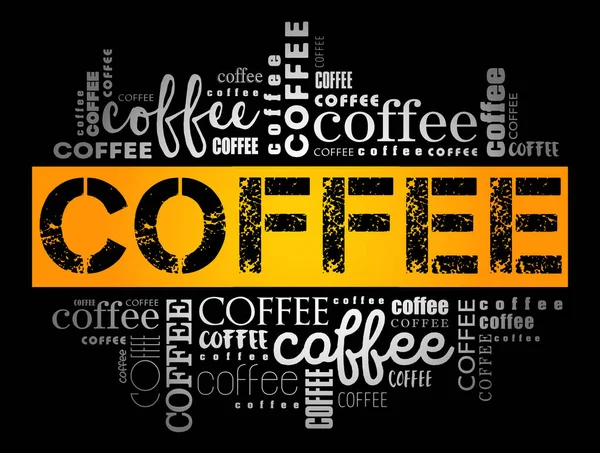コーヒー飲料の一覧ワードクラウドコラージュ ポスター背景 — ストックベクタ