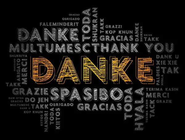 독일어 Thank You German Word Cloud Background All Languages Multilingual — 스톡 벡터