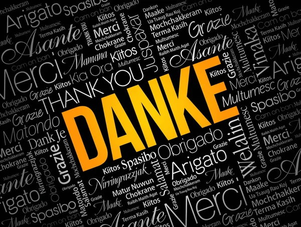 Danke Thank You Німецькою Word Cloud Background Різних Мовах — стоковий вектор