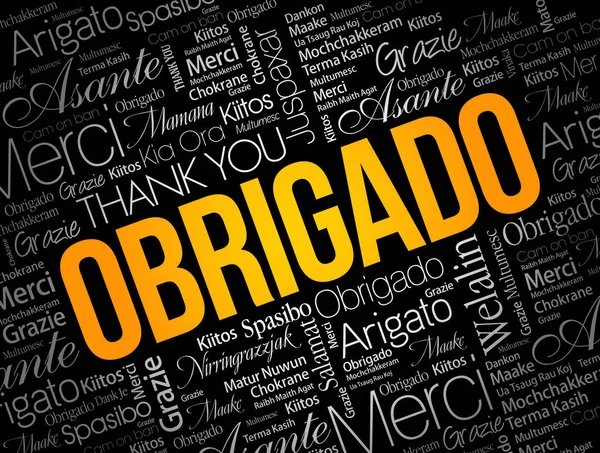 Obrigado Merci Portugais Word Cloud Dans Différentes Langues — Image vectorielle