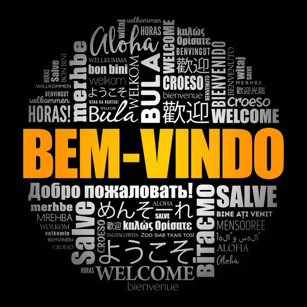 Bem Vindo Bienvenue Portugais Nuage Mots Dans Différentes Langues — Image vectorielle