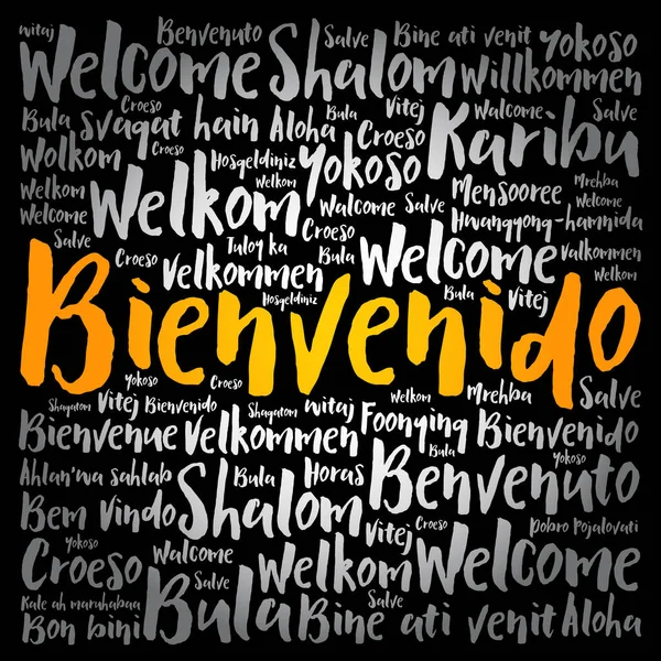 Bienvenido Добро Пожаловать Испанском Языке Облако Слов Разных Языках — стоковый вектор