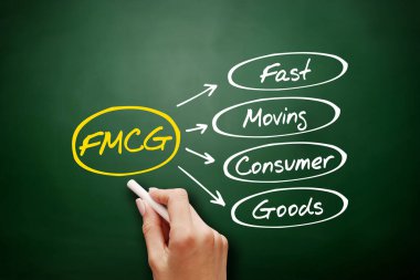 FMCG - Hızlı Hareketli Tüketici Malları kısaltması, karatahta iş kavramı
