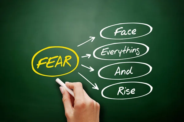 Fear Face Everything Rise Acronym Concept Background Blackboard — Stock Photo, Image