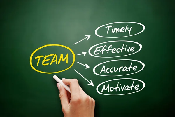 Team Timely Eficaz Preciso Motivar Acrónimo Fundo Conceito Negócio Quadro — Fotografia de Stock