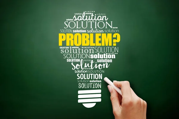 Problem Solution Light Bulb Word Cloud Collage Business Concept Background — Stock Photo, Image
