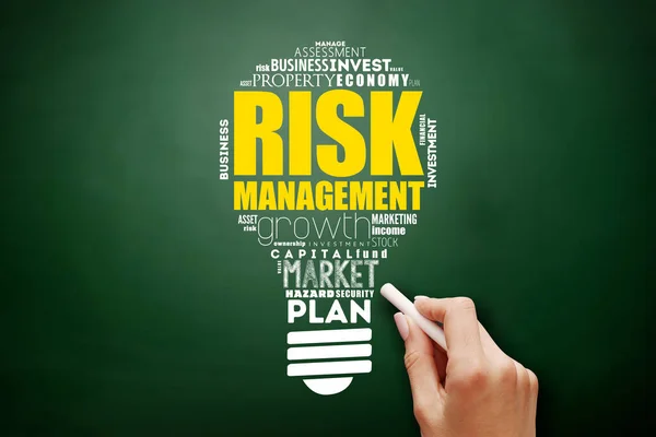 Risk Management Light Bulb Word Cloud Collage Business Concept Background — Stock Photo, Image