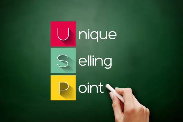 Usp Unique Selling Point Akronym Geschäftsidee Hintergrund Auf Tafel — Stockfoto