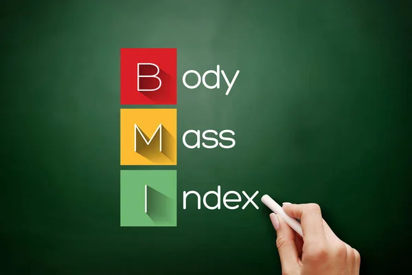 Bmi 身体质量指数缩写 黑板上的健康概念背景 — 图库照片