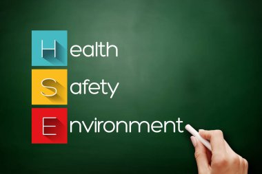 HSE - Sağlık Güvenliği Ortamı kısaltması, karatahta üzerinde kavram geçmişi