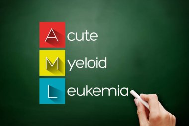 AML - Akut Myeloid Lösemi kısaltması, kara tahtanın tıbbi konsept geçmişi