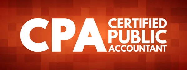 Cpa Certified Public Accountant Akronym Geschäftskonzept Hintergrund — Stockvektor