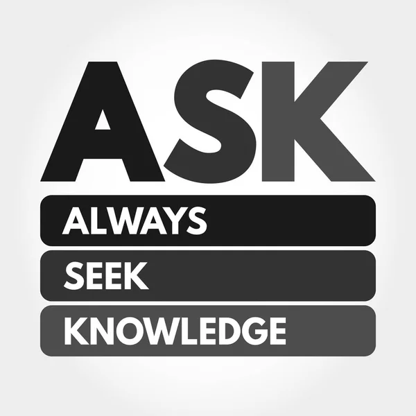 Ask นหาค อความร เสมอ ประว แนวค จการศ กษา — ภาพเวกเตอร์สต็อก