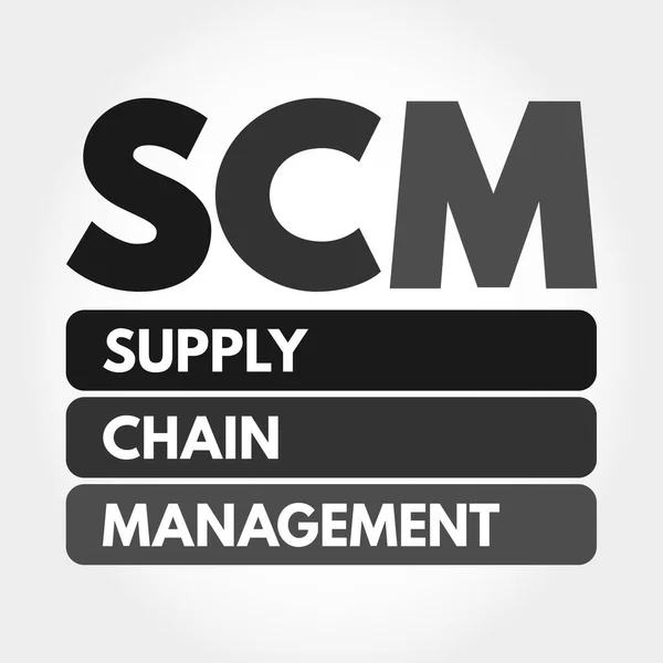 Scm Supply Chain Management Acroniem Achtergrond Bedrijfsconcept — Stockvector