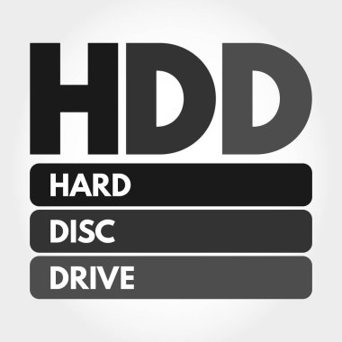 HDD - Disk Sürücüsü kısaltması, teknoloji kavramı arka planı