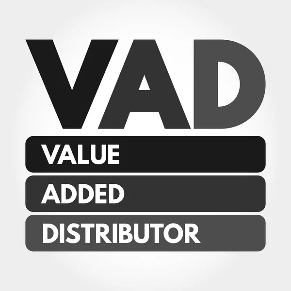 Vad Acrónimo Distribuidor Valor Añadido Fondo Concepto Negocio — Vector de stock